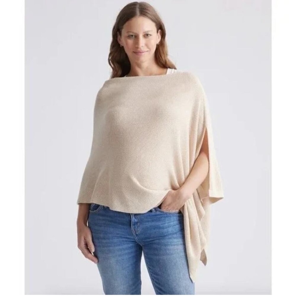 Quince Womens O/S Lightweight Cotton Cashmere Nursing Shawl Heather Oatmeal